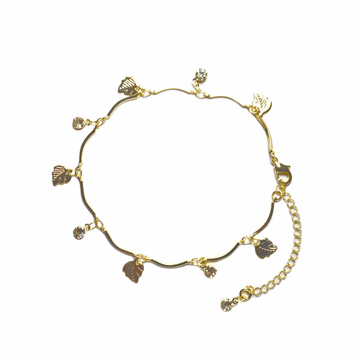 COGGIOLA - Pulsera Chiches Hojas Cristal Enchapada Oro 18K