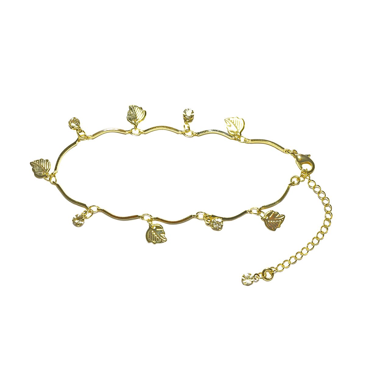 COGGIOLA - Pulsera Chiches Hojas Cristal Enchapada Oro 18K
