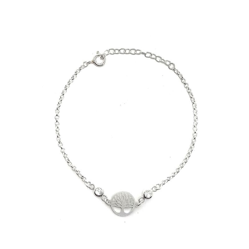 ANDREA COGGIOLA JOYAS - Pulsera Árbol De La Vida Circón Blanco Plata Fina 925