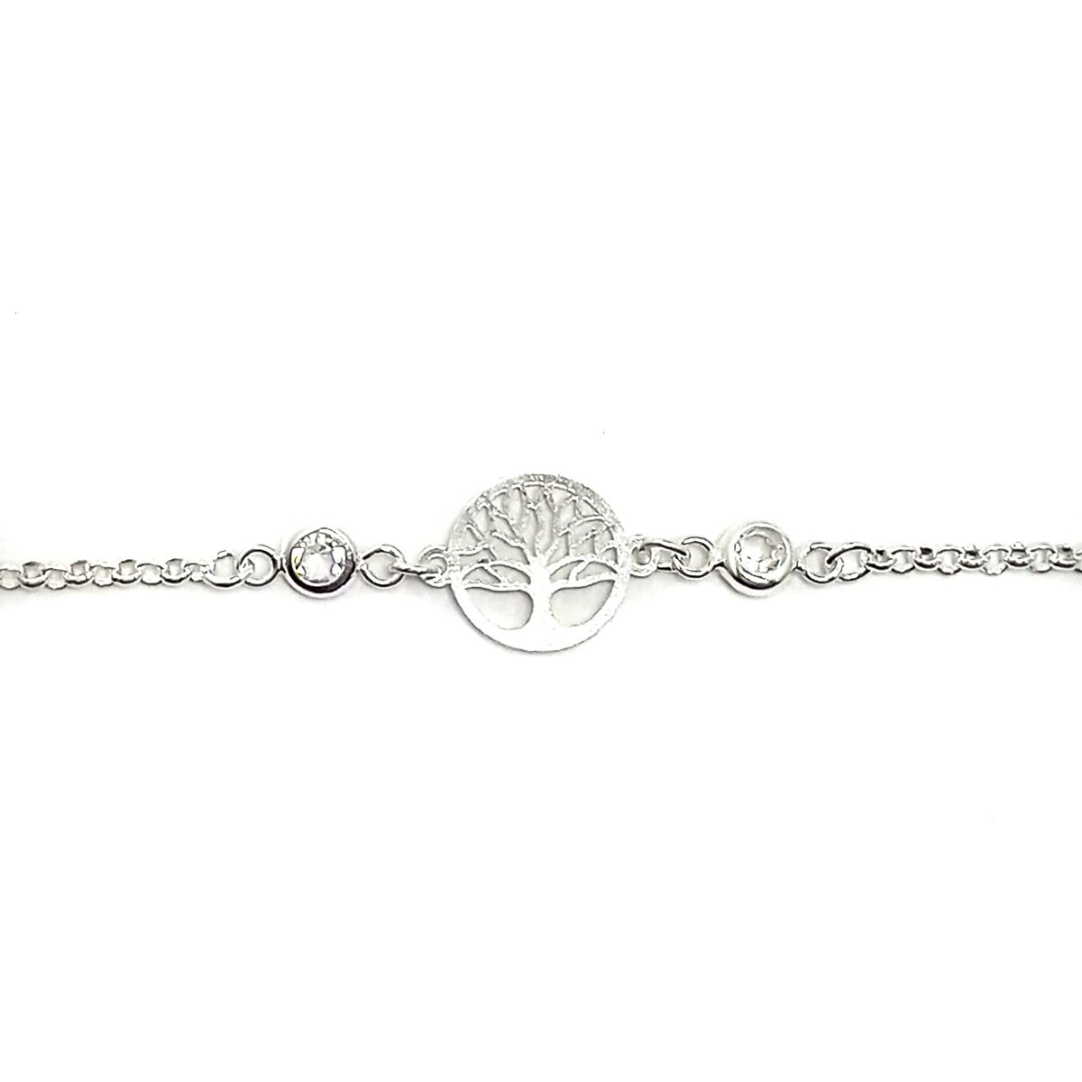 COGGIOLA - Pulsera Árbol De La Vida Circón Blanco Plata Fina 925