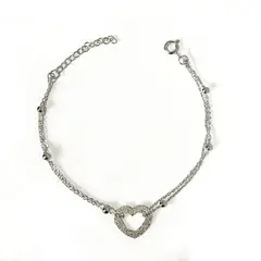 ANDREA COGGIOLA JOYAS - Pulsera Corazón Satinado Bolitas Plata Fina 925