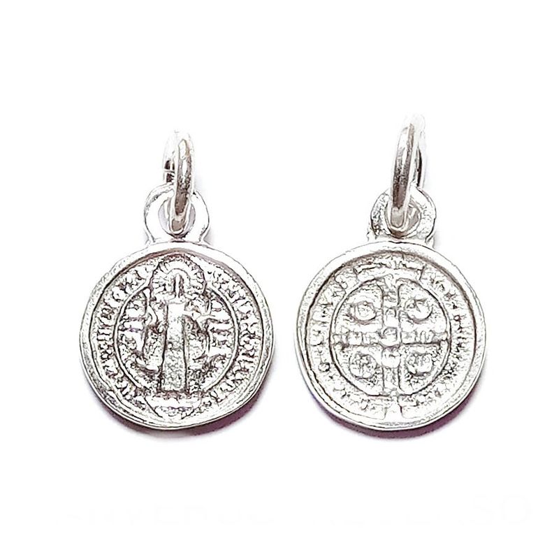ANDREA COGGIOLA JOYAS - Colgante Medalla San Benito 9mm Plata Fina 925