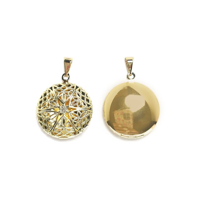ANDREA COGGIOLA JOYAS - Colgante Guardapelo Redondo Filigrana Enchapado Oro 18K