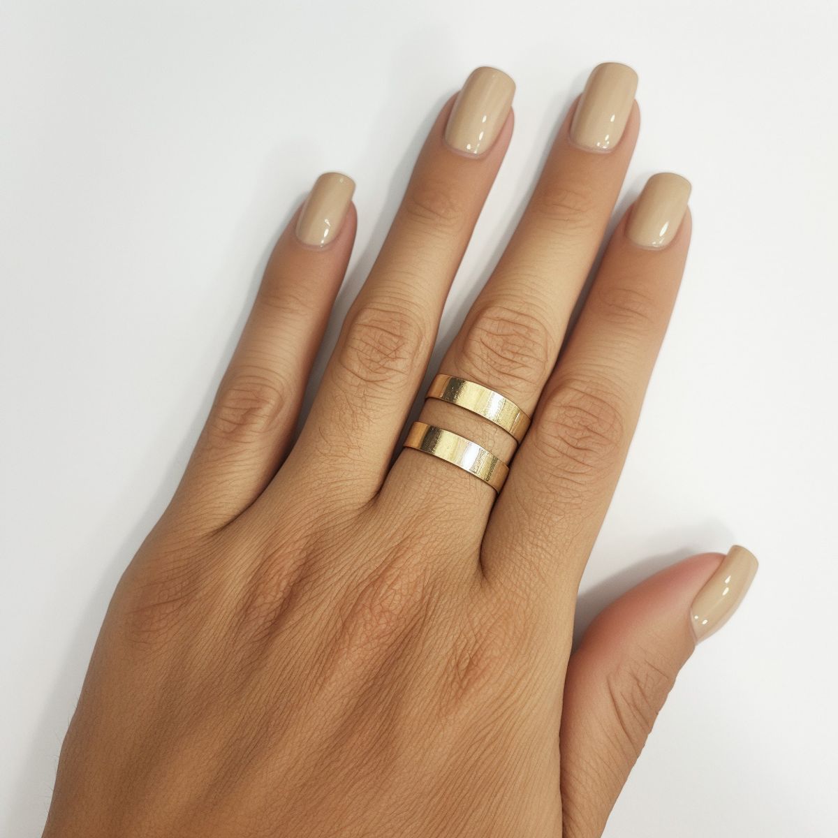 ANDREA COGGIOLA JOYAS - Anillo 2 Argollas Satinadas Enchapado Oro 18K Adaptable