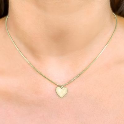 Imagen 2 del producto Collar Corazón Plano Cadena Veneciana Enchapado Oro 18K 45cm
