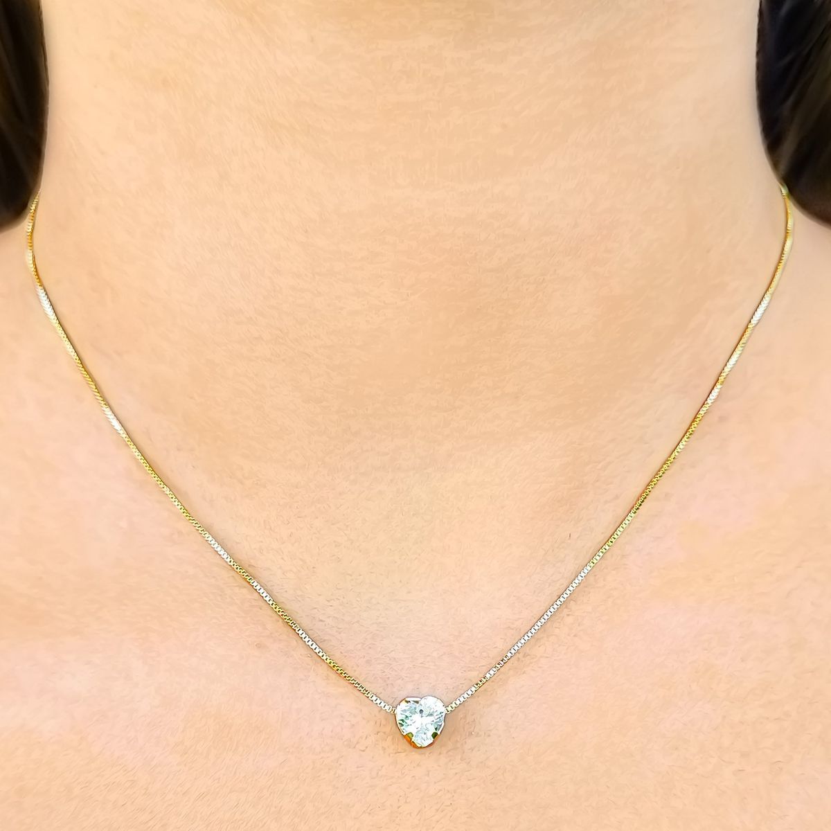 COGGIOLA - Collar Circón Corazón Enchapado Oro 18K
