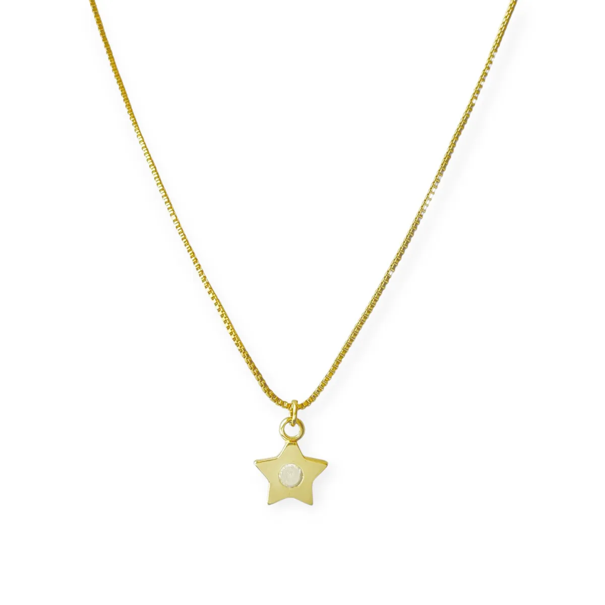 COGGIOLA - Collar Estrella Circón Blanco Enchapado Oro 18K 45cm
