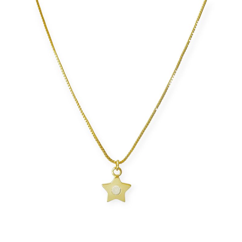 ANDREA COGGIOLA JOYAS - Collar Estrella Circón Blanco Enchapado Oro 18K 45cm