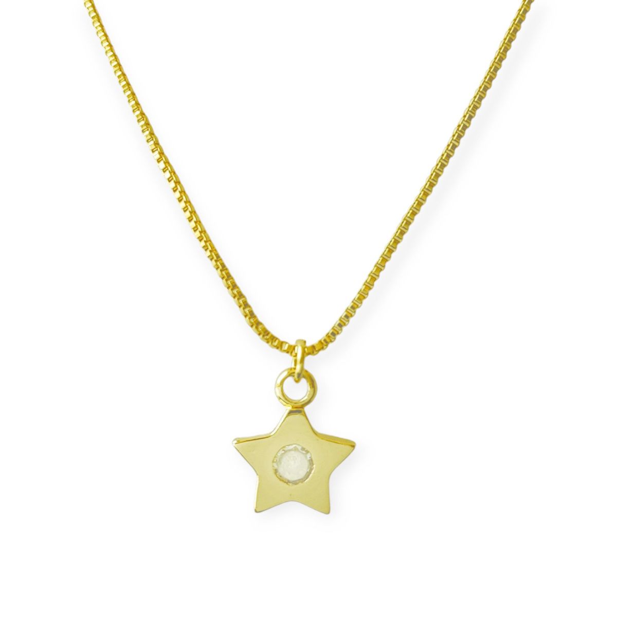 COGGIOLA - Collar Estrella Circón Blanco Enchapado Oro 18K 45cm