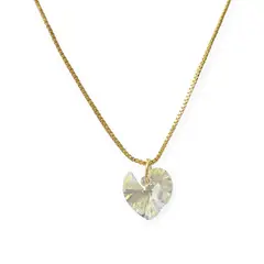 COGGIOLA - Collar Corazón Cristal Austriaco Aurora Boreal Enchapado Oro 18K 45CM