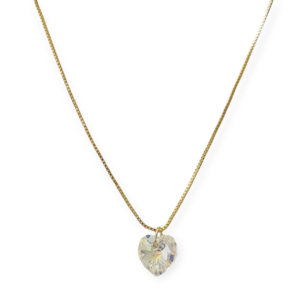 COGGIOLA - Collar Corazón Cristal Austriaco Aurora Boreal Enchapado Oro 18K 45CM