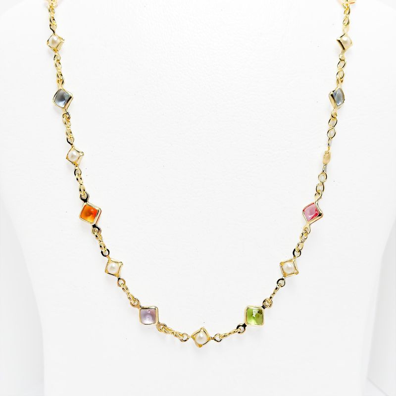 ANDREA COGGIOLA JOYAS - Collar Cristales Perlas Sintéticas Enchapado Oro 18K 44cm