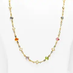ANDREA COGGIOLA JOYAS - Collar Cristales Perlas Sintéticas Enchapado Oro 18K 44cm