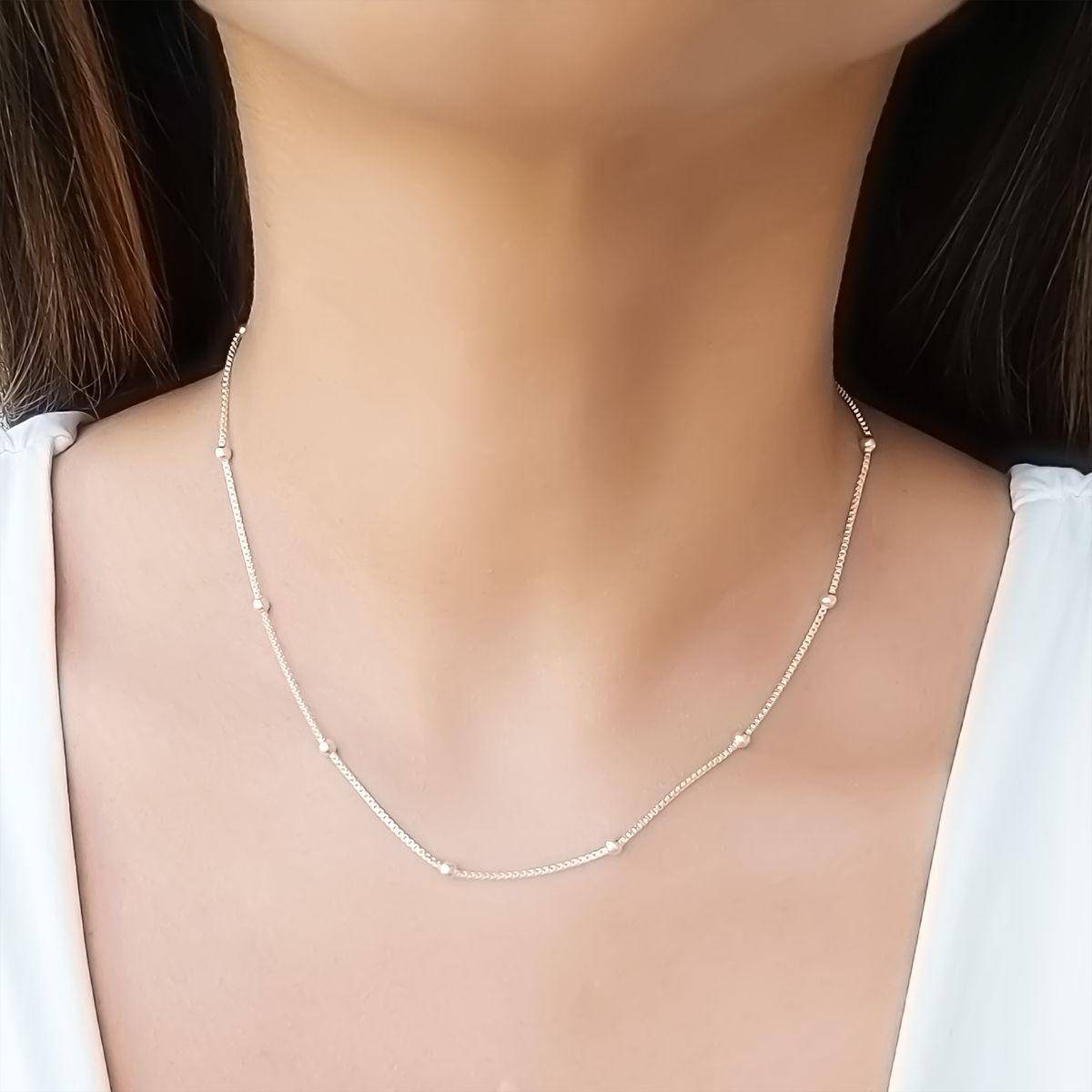 COGGIOLA - Collar Bolitas Cadena Veneciana Plata Fina 925