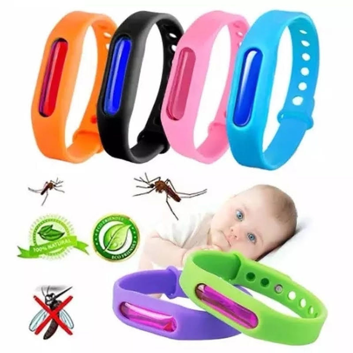 GENERICO - Pulsera Repelente Anti Mosquito Niños Verano Pack X4