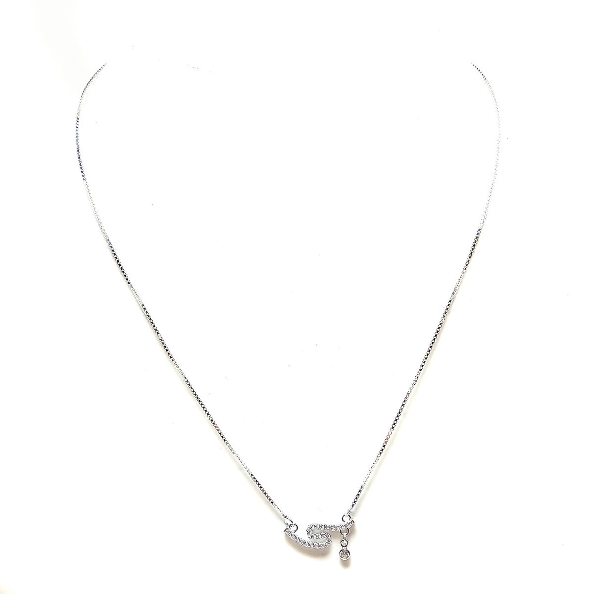 COGGIOLA - Collar Curva Circón Plata Fina 925 45cm