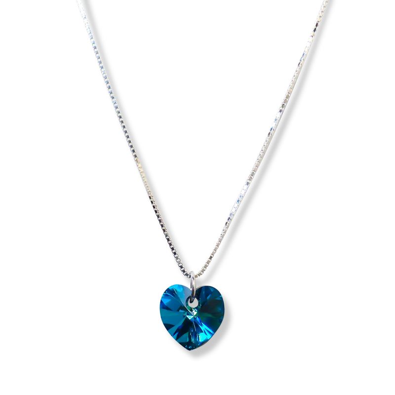 ANDREA COGGIOLA JOYAS - Collar Corazón Cristal Austríaco Cadena Veneciana Plata Fina 925