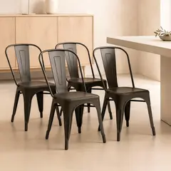VENHOOUSE - Pack 4 Sillas Diseño Tolix Negro