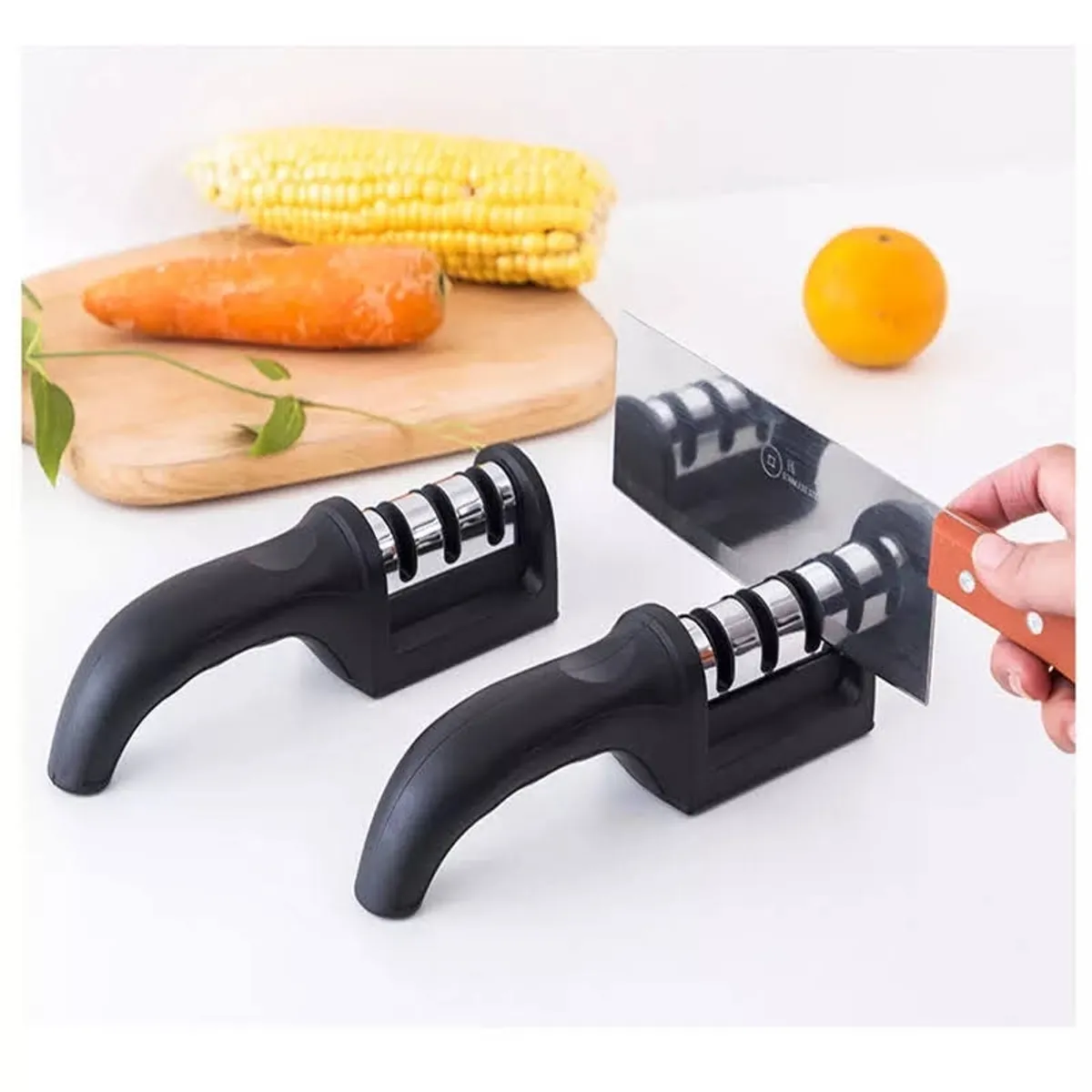 GENERICO - Afilador De Cuchillos Manual De 3 Etapas Con Herramienta