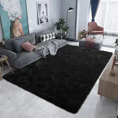 GENERICO - Alfombras Peludas Suaves 200x240 Negro