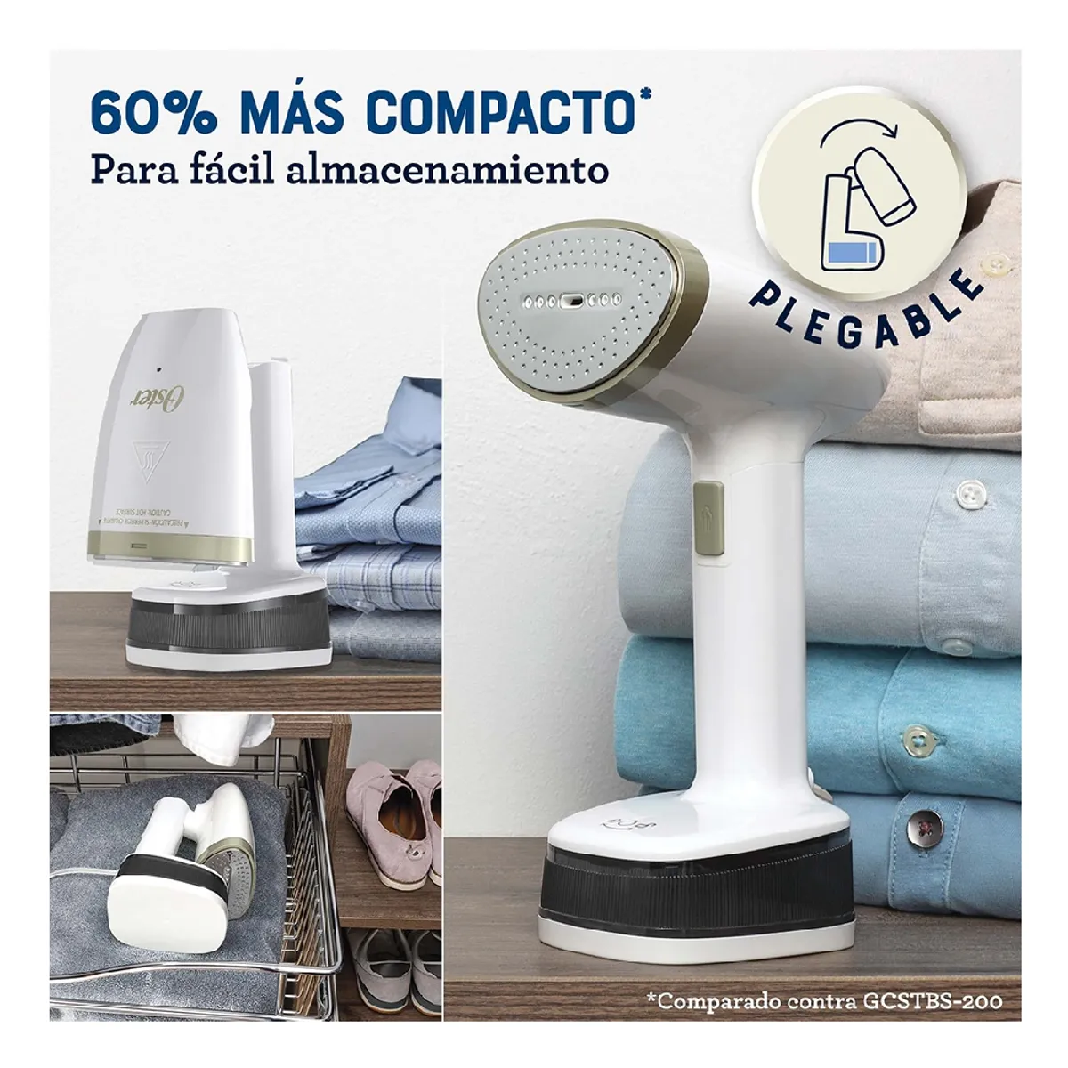 OSTER - Plancha a vapor vertical de mano plegable Oster® Blanco GCSTFS200