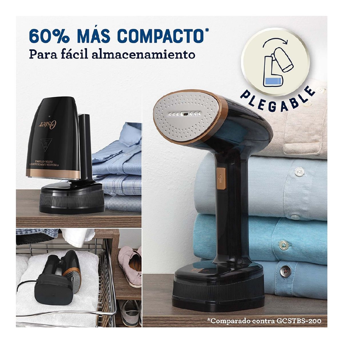 OSTER - Plancha a vapor vertical de mano plegable Oster® Negro GCSTFS300
