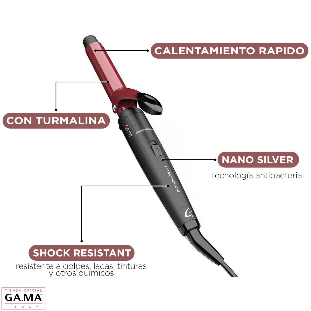 GAMA - Ondulador Rizador Gama New Turmalina 33 Mm