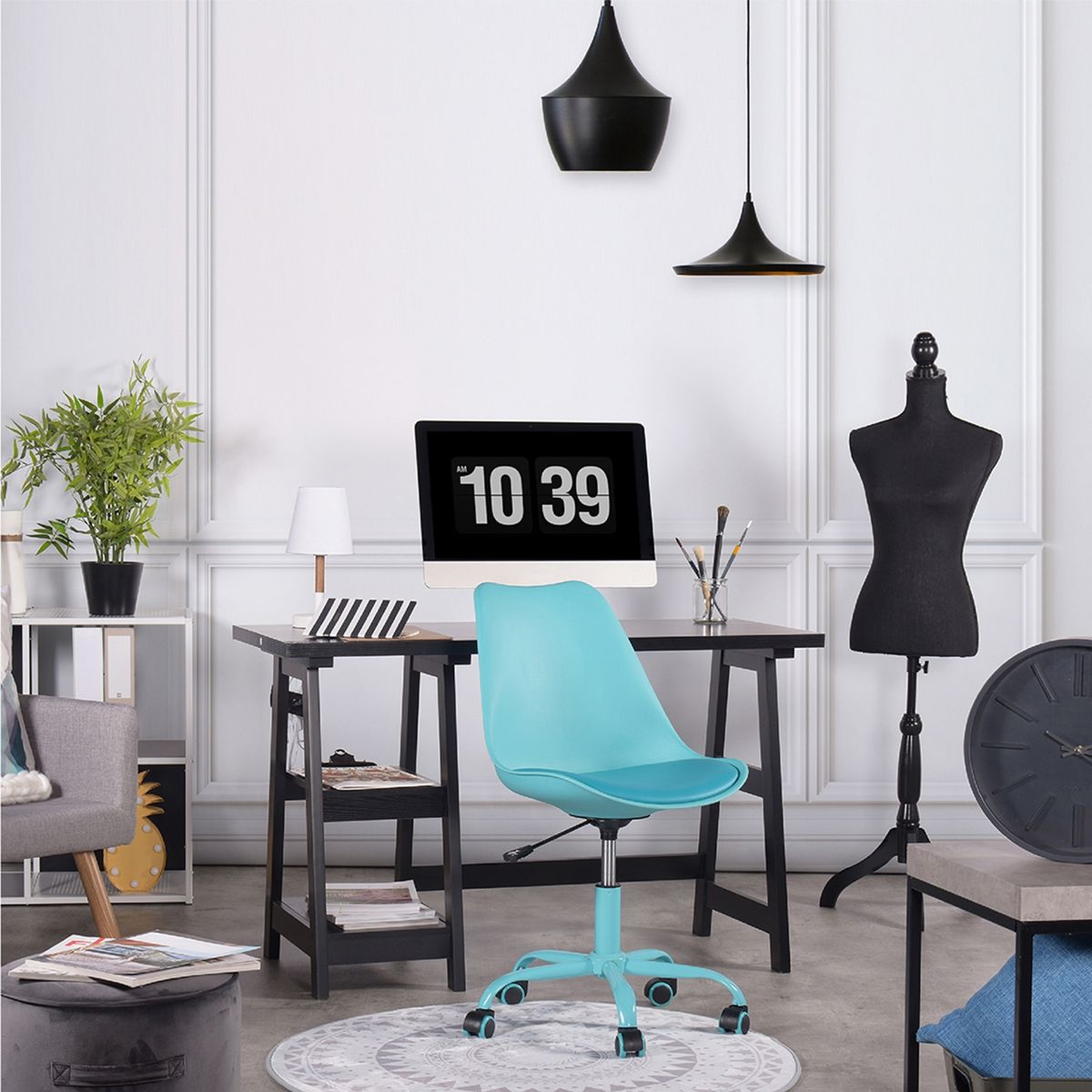 NOVAHUS - SILLA DE OFICINA GIRATORIA CON COJÍN