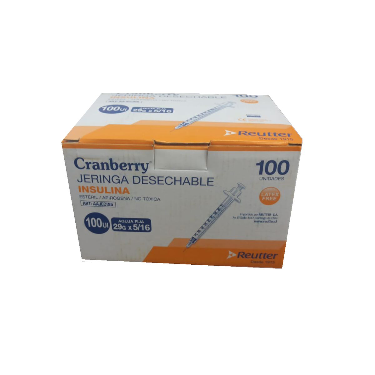 CRANBERRY - Jeringa Insulina 1ml Cranberry 29g X 5/16 100 Un