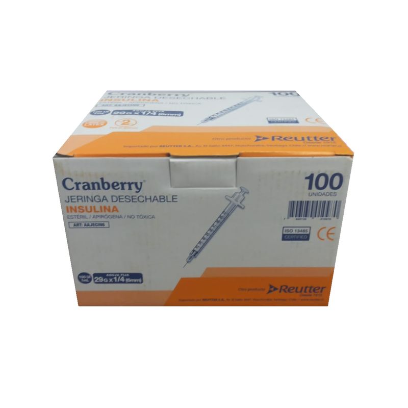 CRANBERRY - Jeringa Insulina 1ml Cranberry 29g X 1/4 100 Un