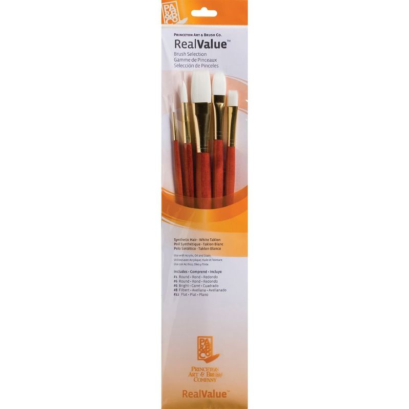 PRINCETON - Pinceles Princeton Mango Largo Pelo Sintético Blanco Set 5