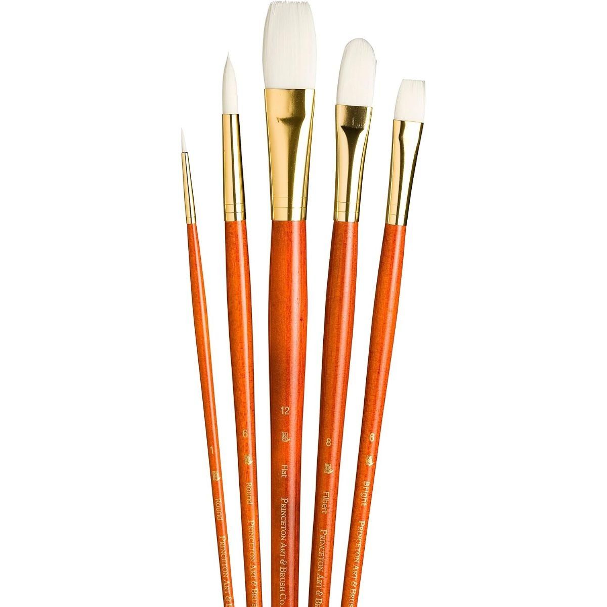 PRINCETON - Pinceles Princeton Mango Largo Pelo Sintético Blanco Set 5