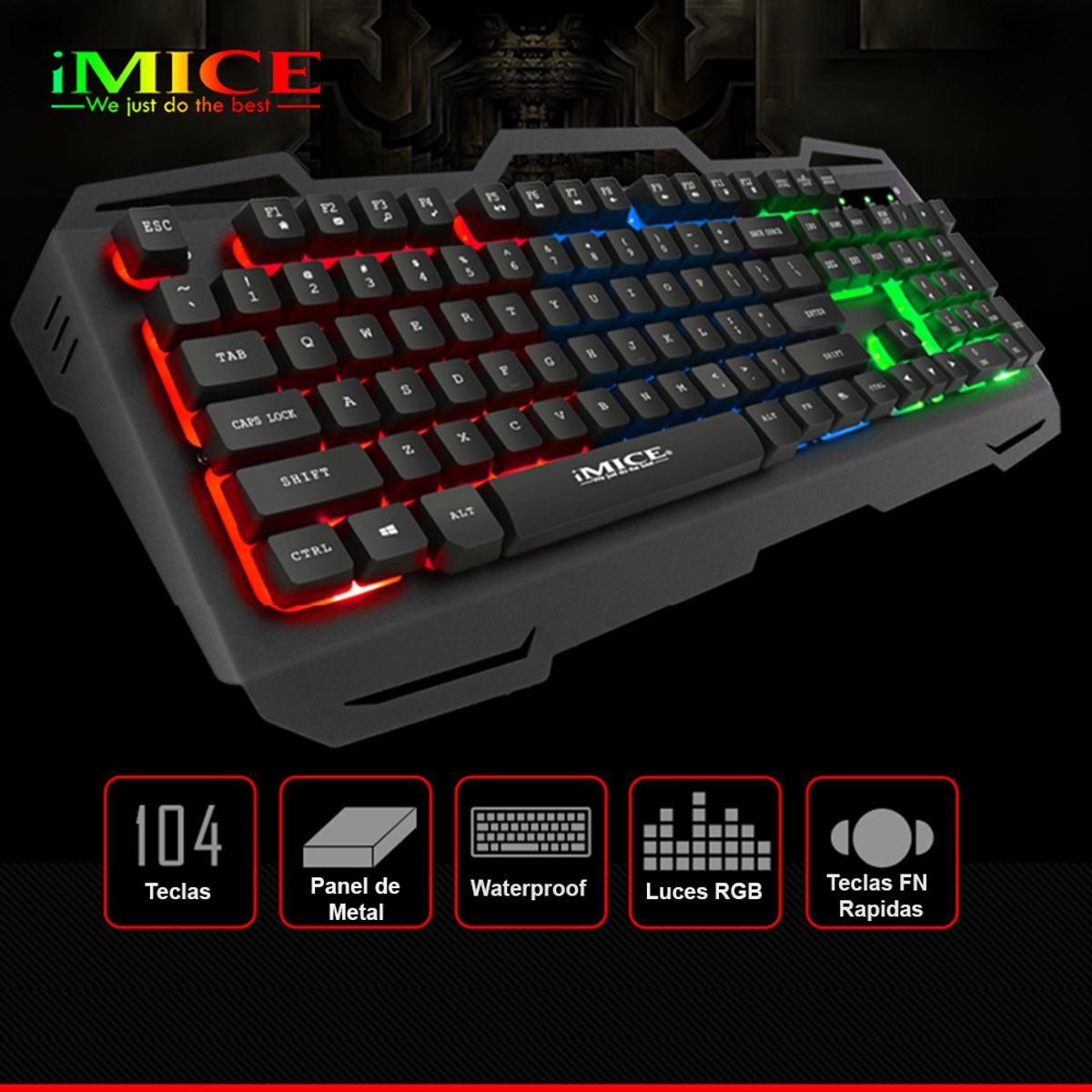 IMICE - Teclado Gamer Premium Imice Ak 400 Gamer Retroiluminado