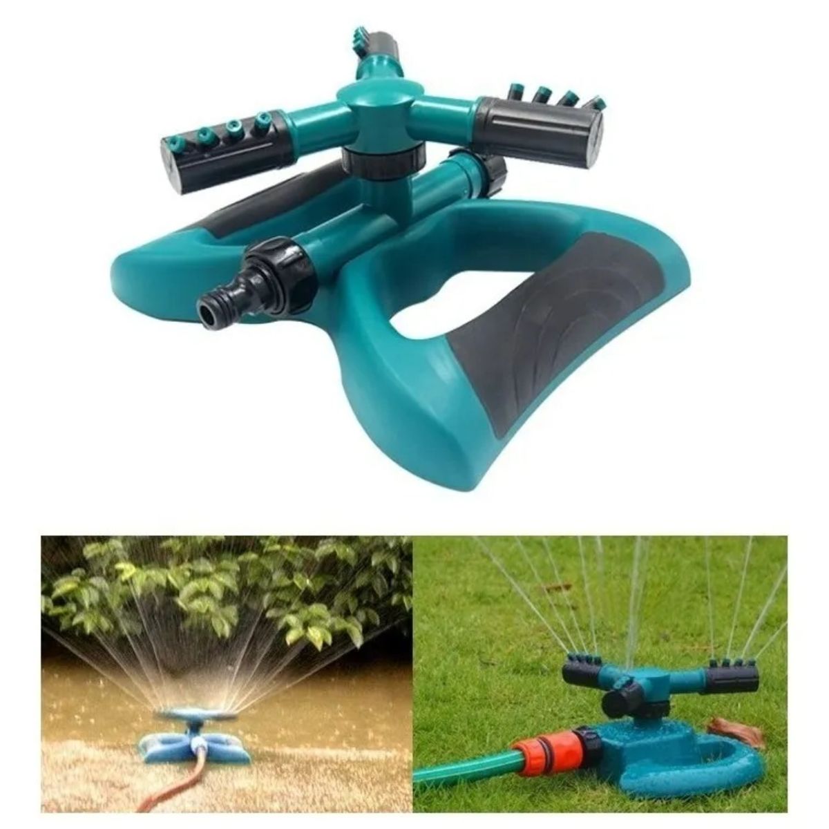 GENERICO - Aspersor Regador Giratorio Base 3 Brazos Boquilla Riego