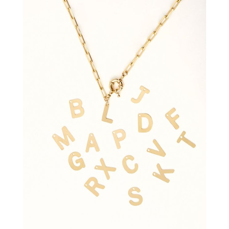 GENERICO - Collar Oro Mujer Para Regalo Inicial 45cm Letra R - Cantarina Joyas
