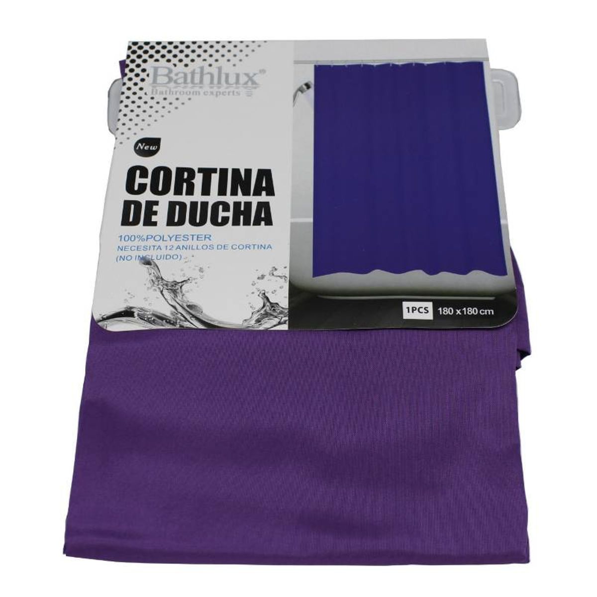 GENERICO - Cortina de baño color liso 180x180