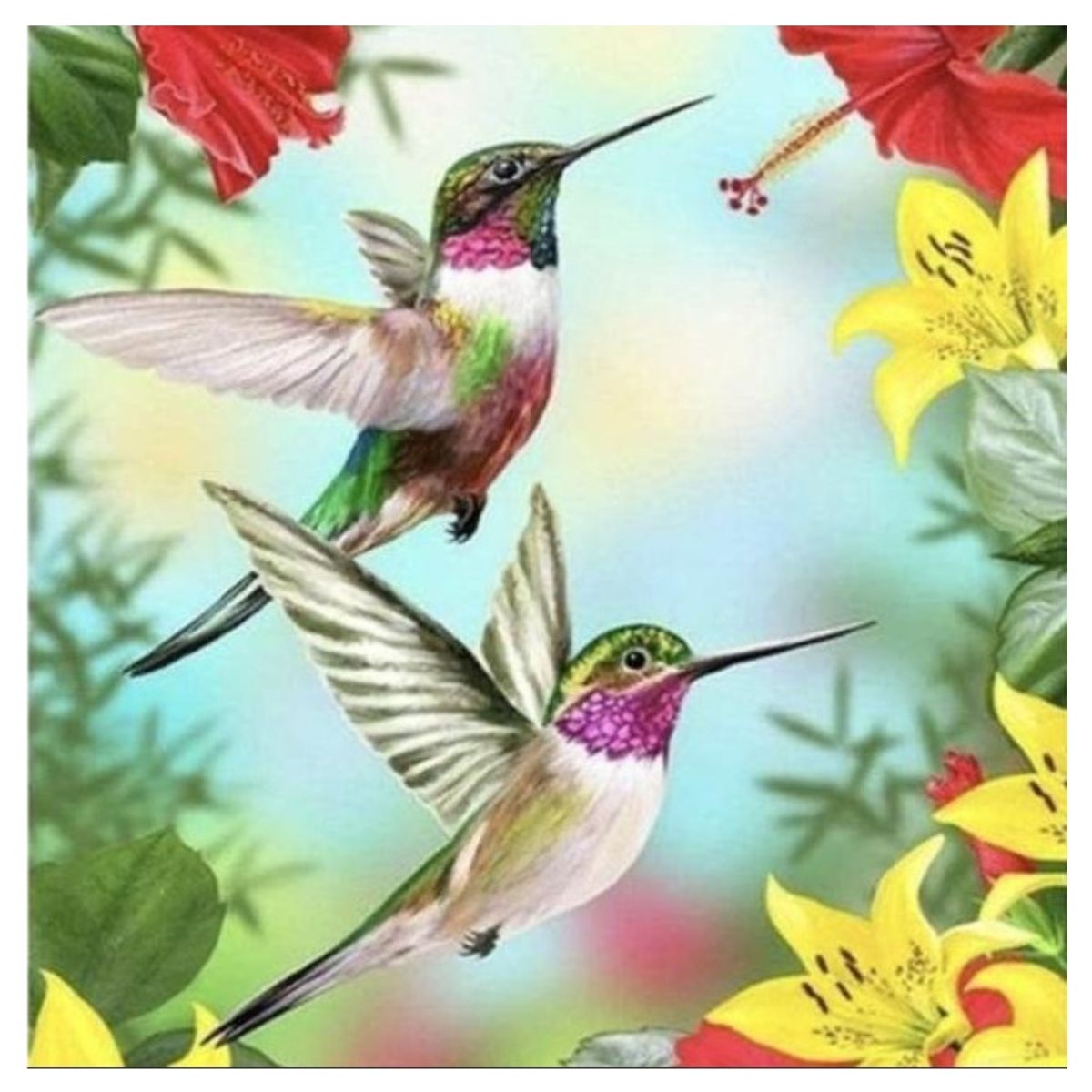 FUN AT HOME LO DIVERTIDO DE ESTAR EN CASA - Diamond Painting Picaflores 40x30
