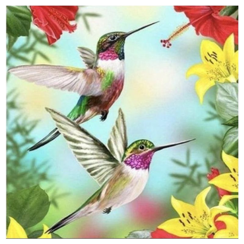 FUN AT HOME LO DIVERTIDO DE ESTAR EN CASA - Diamond Painting Picaflores 40x30