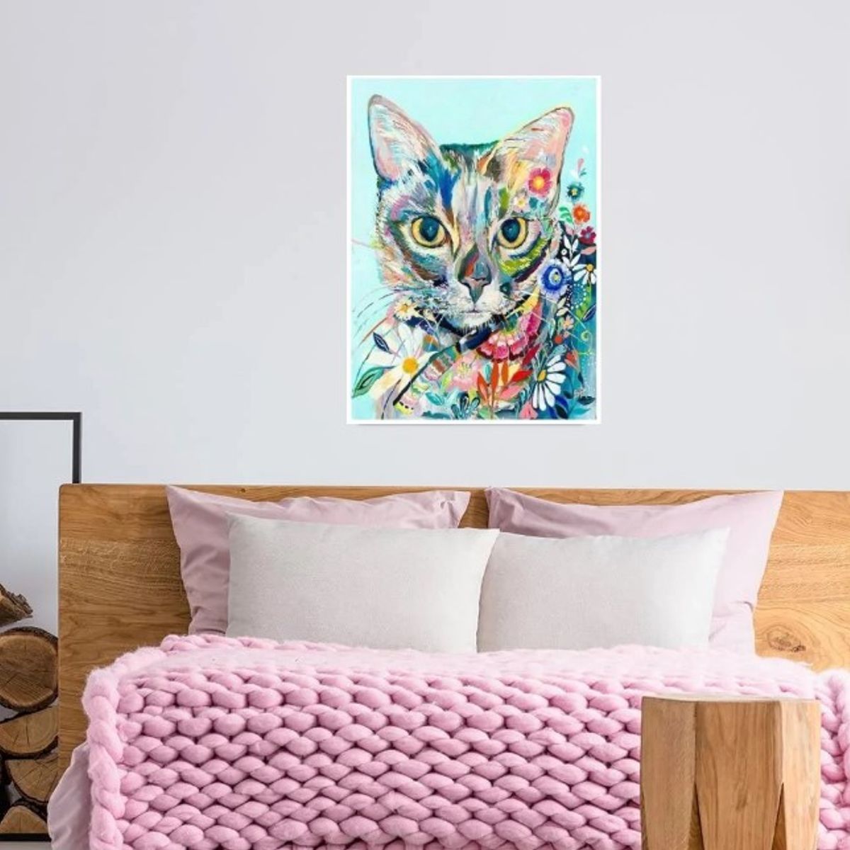 FUN AT HOME LO DIVERTIDO DE ESTAR EN CASA - Diamond Painting Gato con Flores 40x30