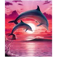 FUN AT HOME LO DIVERTIDO DE ESTAR EN CASA - Diamond Painting Delfín en atardecer 25x25