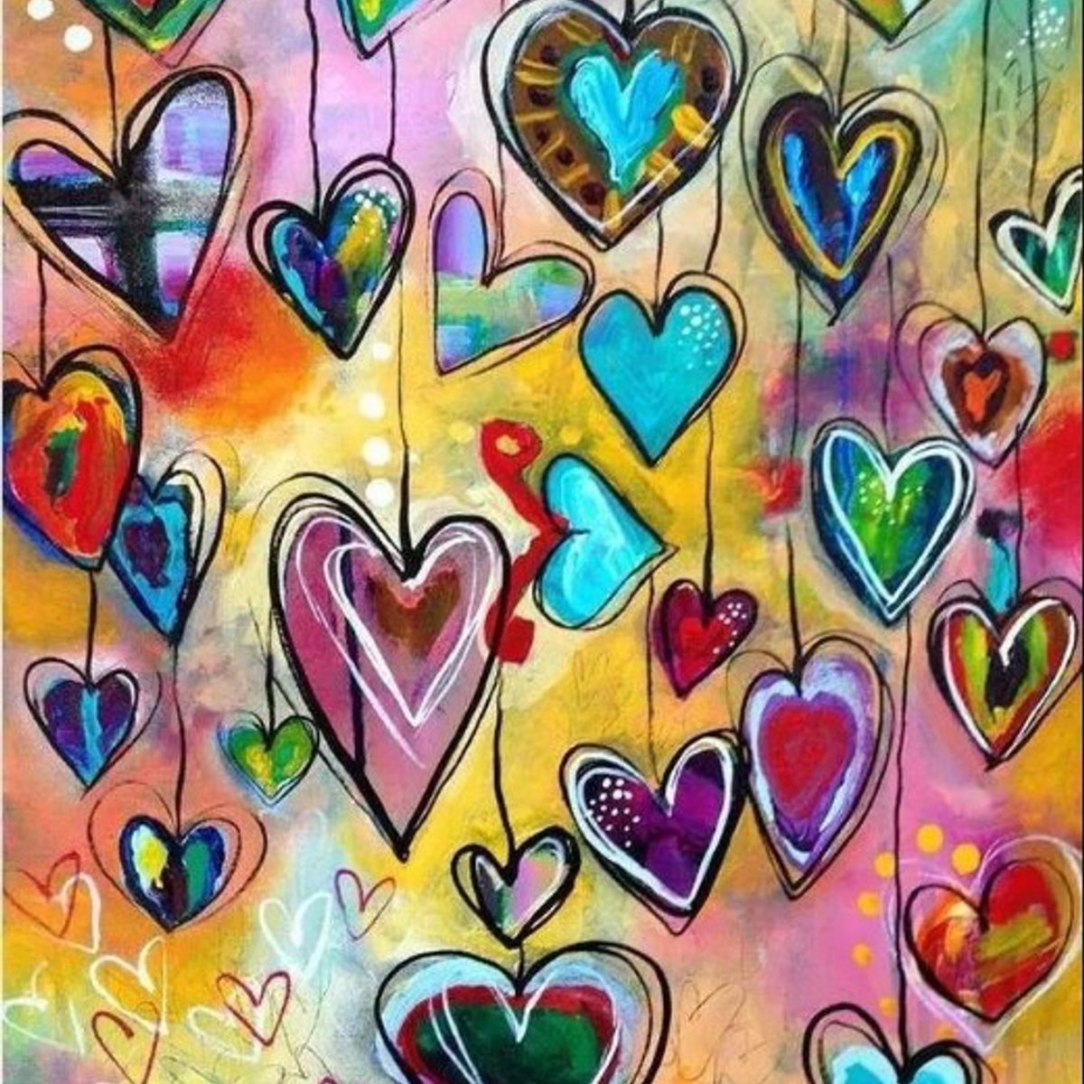FUN AT HOME LO DIVERTIDO DE ESTAR EN CASA - Diamond Painting Corazones Alegres  40x30