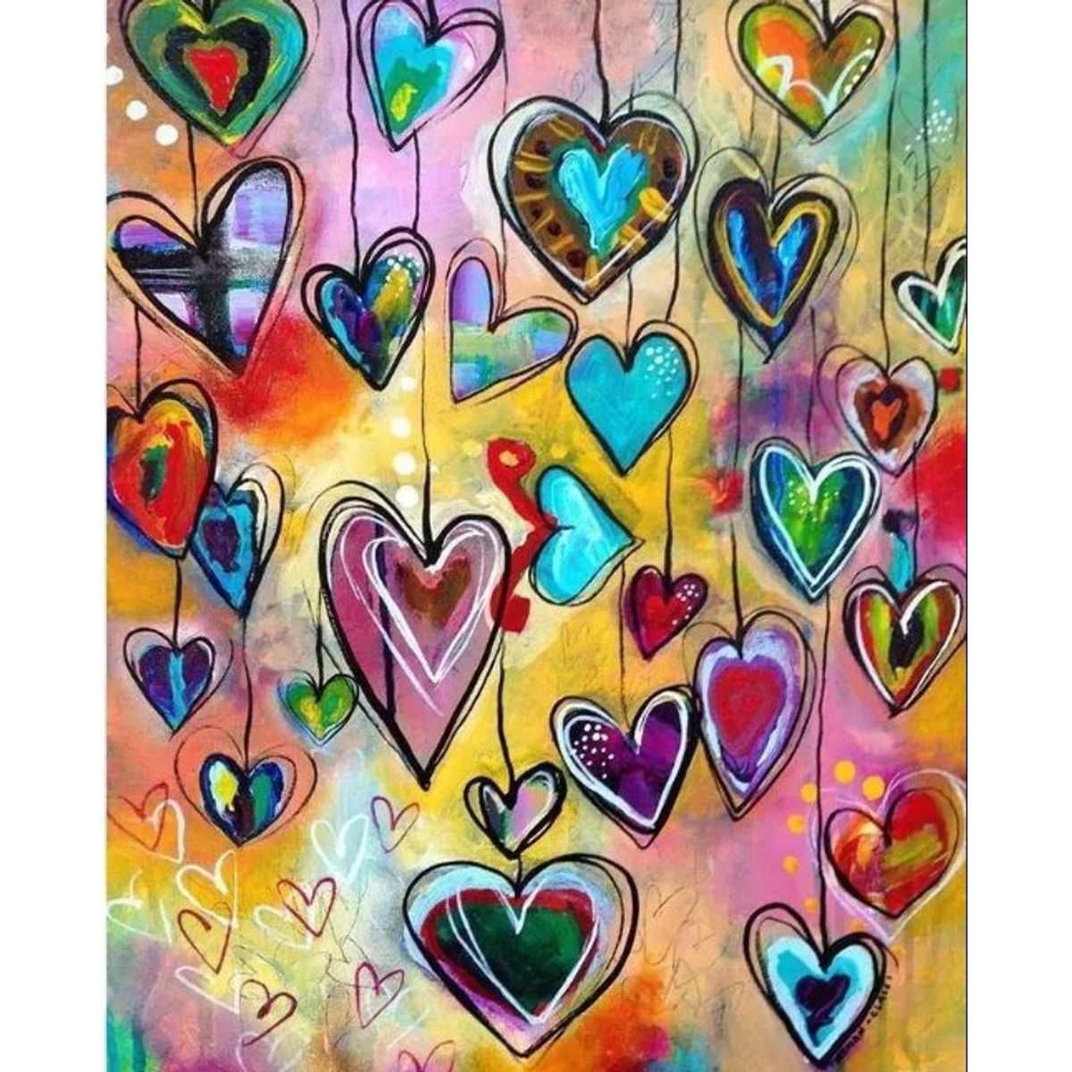 FUN AT HOME LO DIVERTIDO DE ESTAR EN CASA - Diamond Painting Corazones Alegres  40x30