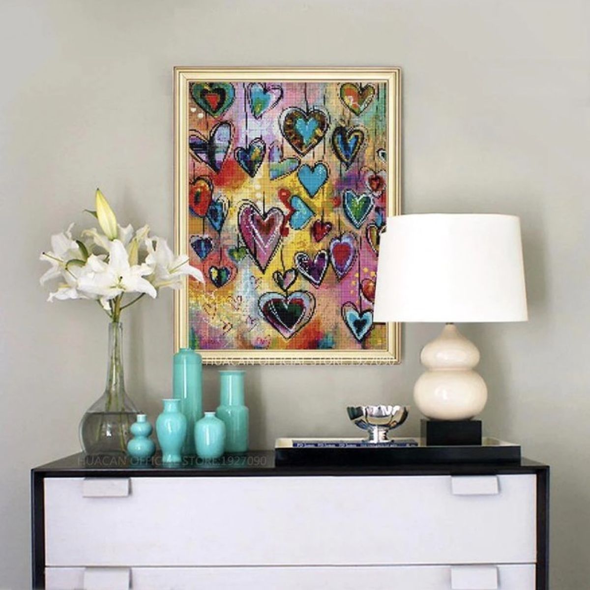 FUN AT HOME LO DIVERTIDO DE ESTAR EN CASA - Diamond Painting Corazones Alegres  40x30