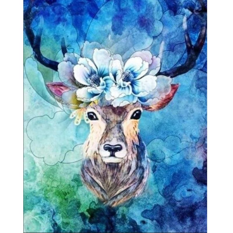 FUN AT HOME LO DIVERTIDO DE ESTAR EN CASA - Diamond Painting Ciervo en Flor 40x30