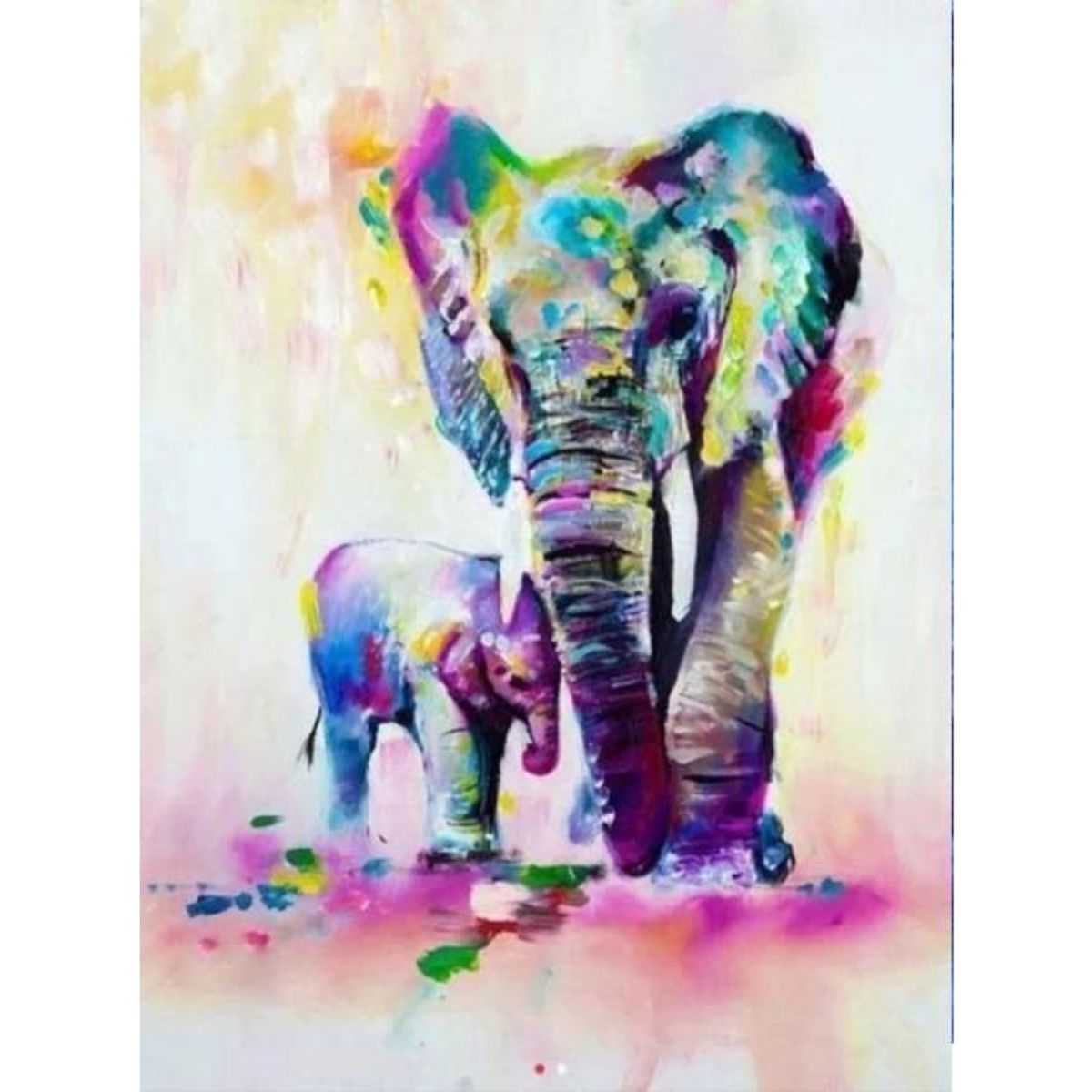 FUN AT HOME LO DIVERTIDO DE ESTAR EN CASA - Diamond Painting Elefantes 40x30.