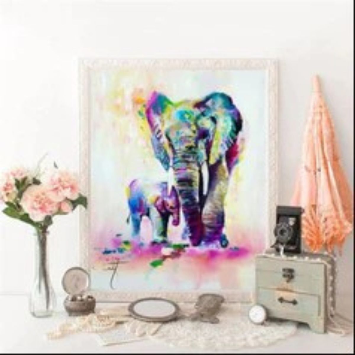 FUN AT HOME LO DIVERTIDO DE ESTAR EN CASA - Diamond Painting Elefantes 40x30.