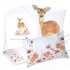 MARGARITA SCHEEL BY CASA ALVARINHO - JUEGO DE CAMA FUNDA DE PLUMÓN + SABANA BAJERA +2 FUNDAS ALMOHADA BAMBI FLORES 1,5 PLAZAS