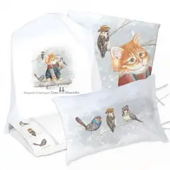 MARGARITA SCHEEL BY CASA ALVARINHO - JUEGO DE CAMA FUNDA DE PLUMÓN + SABANA BAJERA +2 FUNDAS ALMOHADA GATITO Y AMIGOS 1 PLAZA