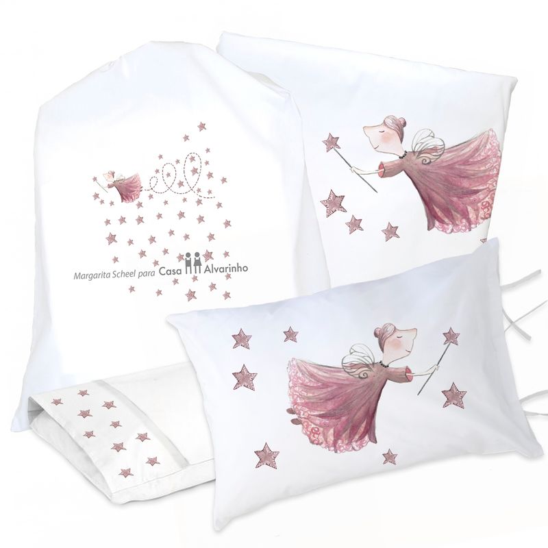 MARGARITA SCHEEL BY CASA ALVARINHO - JUEGO DE CAMA FUNDA DE PLUMÓN + SABANA BAJERA +2 FUNDAS ALMOHADA HADA 1 PLAZA