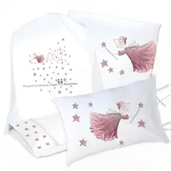MARGARITA SCHEEL BY CASA ALVARINHO - JUEGO DE CAMA FUNDA DE PLUMÓN + SABANA BAJERA +2 FUNDAS ALMOHADA HADA 1,5 PLAZAS